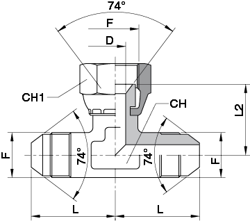 “T” Dl LINEA CON DADO GIREVOLE JIC 37°