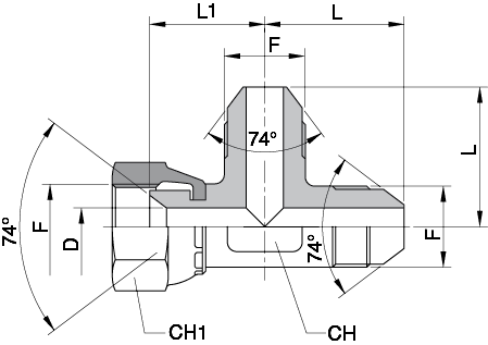 “T” Dl DERIVAZIONE CON DADO GIREVOLE JIC 37°