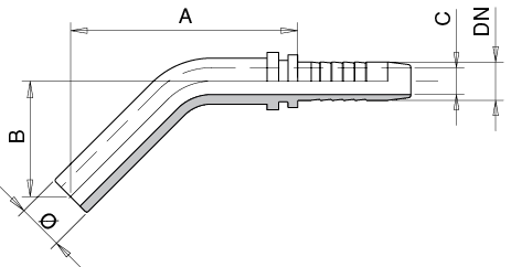ESTREMITÀ CURVA 45° SERIE LEGGERA DIN 2353