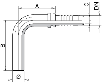 ESTREMITu00c0 CURVA 90u00b0 SERIE LEGGERA DIN 2353