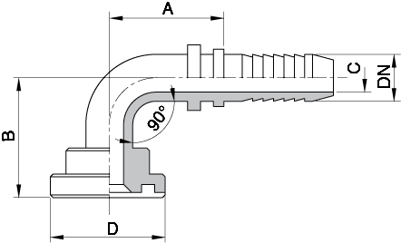 FLANGIA CURVA 90° 3000 - 6000 PSI SAE J518