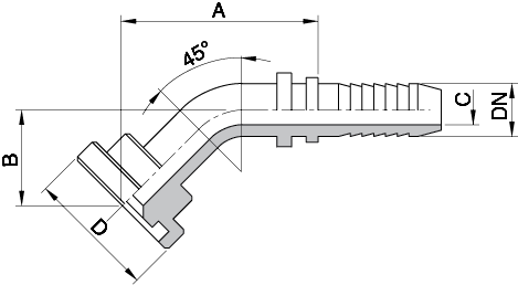 FLANGIA CURVA 45° 3000 - 6000 PSI SAE J518