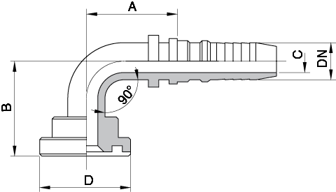 FLANGIA CURVA 90° 3000 - 6000 PSI SAE J518